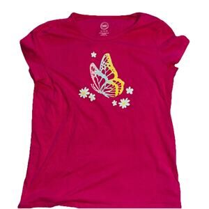 Wonder Nation Pink Sequin Butterfly Top Girls Size XL (14-16)